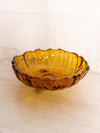 Vintage Large Amber Bowl Flower Shaped Bowl with 3 Toes