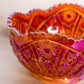 Vintage Large Amberina Carnival Glass Bowl with Sawtooth Edge (Glows)