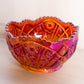 Vintage Large Amberina Carnival Glass Bowl with Sawtooth Edge (Glows)