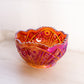 Vintage Large Amberina Carnival Glass Bowl with Sawtooth Edge (Glows)