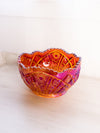 Vintage Large Amberina Carnival Glass Bowl with Sawtooth Edge (Glows)