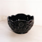 Vintage Large Black Glass Bowl with Scalloped Edge