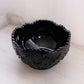 Vintage Large Black Glass Bowl with Scalloped Edge
