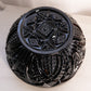 Vintage Large Black Glass Bowl with Scalloped Edge