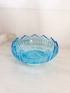 Vintage Large Blue Glass Lotus Flower Bowl