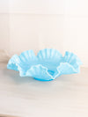 Vintage Large Blue Ruffle Bowl