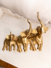 Vintage Large Brass 3 Elephant Wall Hanging Decor Accent