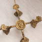 Vintage Large Brass Adjustable Bowl or Plate Stand Face & Fish Accents