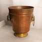 Vintage Large Brass and Copper Lion Head Handle Bucket