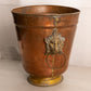 Vintage Large Brass and Copper Lion Head Handle Bucket