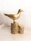 Vintage Large Brass Bird on Post Figurine