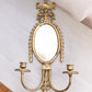 Vintage Large Brass Double Candleholder Ornate Mirror Wall Sconce