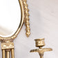 Vintage Large Brass Double Candleholder Ornate Mirror Wall Sconce