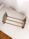 Vintage Large Brass Extendable Folding Book Rack with Fancy Designs