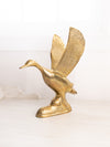 Vintage Large Brass Goose with Wings Open Figurine