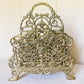 Vintage Large Brass Mail Holder Magazine Rack with Cameo-Style Relief