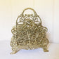 Vintage Large Brass Mail Holder Magazine Rack with Cameo-Style Relief