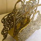 Vintage Large Brass Mail Holder Magazine Rack with Cameo-Style Relief