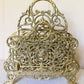 Vintage Large Brass Mail Holder Magazine Rack with Cameo-Style Relief