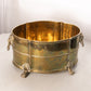 Vintage Large Brass Oval Planter with Lion Head Details