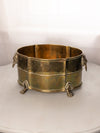 Vintage Large Brass Oval Planter with Lion Head Details
