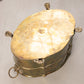 Vintage Large Brass Oval Planter with Lion Head Details