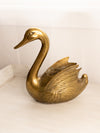 Vintage Large Brass Swan Planter with Head Straight