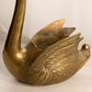 Vintage Large Brass Swan Planter with Head Up