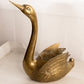 Vintage Large Brass Swan Planter with Head Up