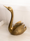 Vintage Large Brass Swan Planter with Head Up