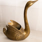 Vintage Large Brass Swan Planter with Head Up