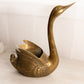 Vintage Large Brass Swan Planter with Head Up