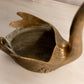 Vintage Large Brass Swan Planter with Head Up
