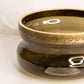 Vintage Large Brown Glass Bowl with Gold Tone Rim