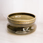 Vintage Large Brown Glass Bowl with Gold Tone Rim