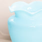 Vintage Large Chalaine Blue Sarah Vase with Ruffle Edge
