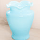 Vintage Large Chalaine Blue Sarah Vase with Ruffle Edge