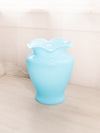 Vintage Large Chalaine Blue Sarah Vase with Ruffle Edge