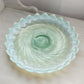 Vintage Large Circular Green Opalescent Glass Footed Tray