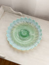 Vintage Large Circular Green Opalescent Glass Footed Tray