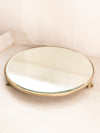 Vintage Large Circular Silver Tone Plateau Mirror Tray with Fancy Feet
