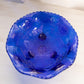 Vintage Large Cobalt Blue Glass 3-Toed Deer and Holly Berry Bowl