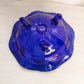Vintage Large Cobalt Blue Glass 3-Toed Deer and Holly Berry Bowl