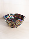 Vintage Large Dark Purple Iridescent Glass Ruffled Quintec Bowl