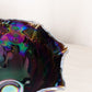 Vintage Large Dark Purple Iridescent Glass Ruffled Quintec Bowl