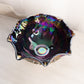 Vintage Large Dark Purple Iridescent Glass Ruffled Quintec Bowl