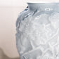 Vintage Large Fenton Blue Grey Cased Glass Vase with Floral Designs