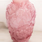 Large Pink Cased Glass Vase with Floral Designs