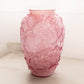 Large Pink Cased Glass Vase with Floral Designs