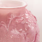 Large Pink Cased Glass Vase with Floral Designs